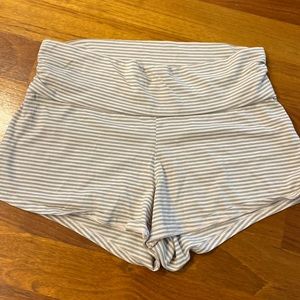 Maternity PJ shorts - pink/ grey stripe, M